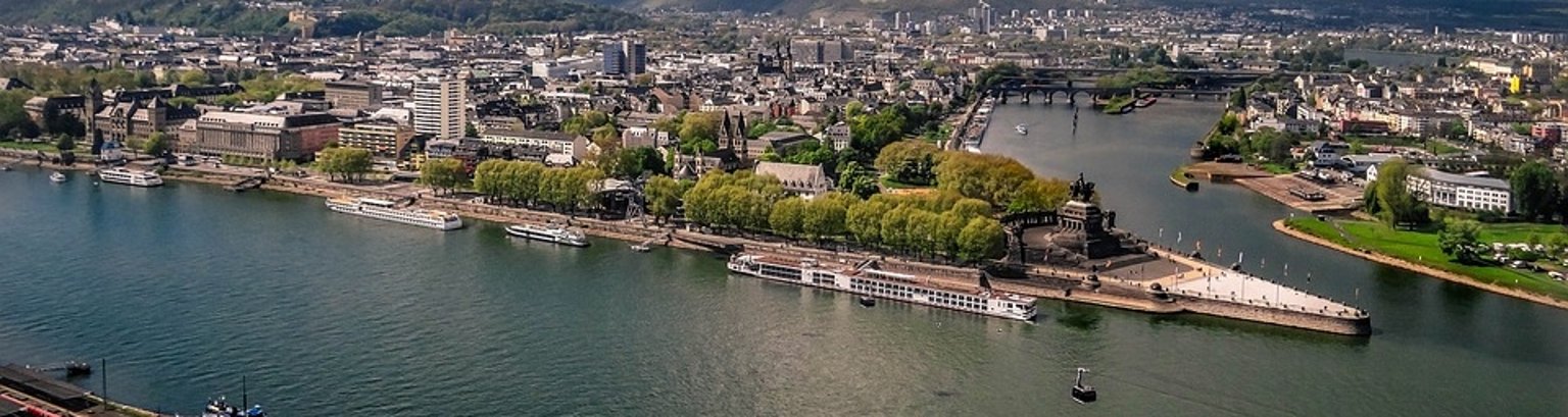 Luftbild des Deutschen-Eck in Koblenz